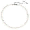 Collana di perle bianche stile francese con chiusura in argento e catena regolabile - Diametro della perla 6mm