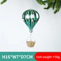 Christmas glass hot air balloon ornament in green and silver stripes with gold glitter - Hot Air Balloon B (Green Silver)