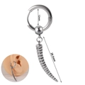 Punk silver stainless steel hoop earring featuring a segmented curved horn pendant - NO 21 - Segmented Horn Pendant