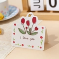 Biglietto d'auguri romantico con testo I love you e tulipano rosso per la mamma - Ti amo