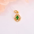 Mini copper teardrop pendant with green zircon for DIY necklace and bracelet making - Gold with Green Zirconia