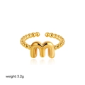 18K gold letter M ring with bubble bead band, adjustable open design, 3.2g weight - Letter M Style (T249_13)