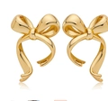 Elegant polished golden bow earrings with 3D ribbon design for a stylish women's look - YMX04 Bowknot / Gold