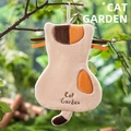 Absorbent beige cat shaped coral fleece hand towel with Cat Garden embroidery and hanging loop - Orange Cat Garden / Beige