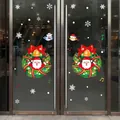 Christmas Santa Claus wreath window sticker with snowflakes for glass display decoration - AMJ954AB Wreath & Birds