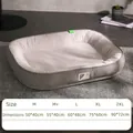Oval plush pet bed in grey corduroy fabric featuring a detailed size chart for selection - M / Gray (Polished)