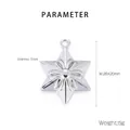 Detail showing dimensions of hexagram pendant with flower relief in stainless steel - Silver Hexagram Style (KLJ5933-Z)