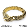 Bracciale a squame di drago dorato da uomo con testa di drago in rilievo, lungo 230mm - 23CM / Oro & Nero (KB149399-KJX)