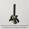 Campanella di Natale verde con motivi Babbo Natale, fiocco nero e pigna decorativa - Campanella Babbo Natale Verde