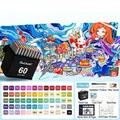 60 colors Touch Mark marker set with dual tips, storage bag and essential accessories - [5th ​​generation Soft Tip] Standard 60 Colors / Includes 8 Gift Items