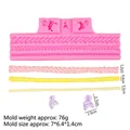 Silikonform für Seil- und Quastenmuster zur Dekoration von Fondant-Kuchen - B394 / Rosa