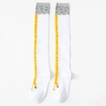 Funny white chicken leg over-the-knee socks with yellow bone pattern and grey rib cuffs - Over-the-Knee Socks / Standard Packaging / White Yellow