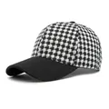Classic houndstooth baseball cap with a black brim and vintage structured crown design - Adjustable / Black