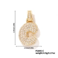 Pendente lettera C placcato oro stile hip hop con zirconi cubici scintillanti - Pendaglio oro lettera C