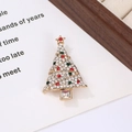 Sparkling Christmas tree brooch in gold finish with red, green, and clear crystals - Style 4 (5.2*3.3cm)