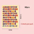 Colorful alphabet and symbol sticker set with 88 pieces on three 13.5x10cm sheets - Glitter Alphabet Stickers (Yellow)