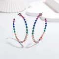 Orecchini a cerchio in argento sterling con zirconi multicolore a goccia effetto sfumato - Grande (55mm) / Argento