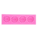 Pink silicone mold with four sunflower cavities for chocolate and fondant cake decoration - Style 1 / Pink