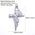 Polished stainless steel butterfly pendant with dimensions 32x20mm for DIY jewelry - Silver Tone Cross (S6)