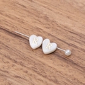 White heart shell beads with gold letter R and pearl detail for DIY jewelry making - Letter R