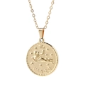Golden stainless steel Virgo zodiac coin pendant necklace on a clean white background - Virgo