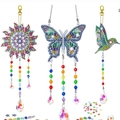 DIY diamond painting wind chime kit with heart butterfly and hummingbird pendants - DZ-53 (Sun/Butterfly/Hummingbird) / Single Piece