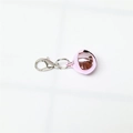 Bright pink metal pet bell charm with lobster clasp for dog cat collars and DIY projects - Glossy Pink