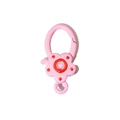 Pink flower-shaped spring clasp DIY alloy keychain ring with orange painted center detail - Light Pink