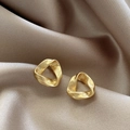 Vintage gold 925 silver needle twisted geometric earrings with a matte metallic finish - E1946 Gold Irregular Twist