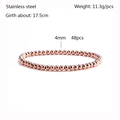 Minimalist 4mm rose gold stainless steel bead bracelet with elastic stretch for women - Rose Gold 4mm