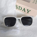 Kids square frame sunglasses in light grey with silver star rivets on the temples - Off White