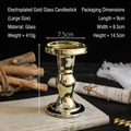 Large vintage electroplated gold glass candle holder for home decor on a retro desk - Electroplated Gold Large
