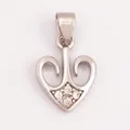 Silver heart pendant accessory with inset clear gemstones and teardrop bail - L262761-White Gold Anchor Heart Rhinestone Silver