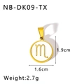 Pendentif zodiaque Scorpion en nacre blanche avec placage or 18k, hauteur 1,9cm - Scorpion (NB-DK01-TX)