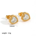 Orecchini a cuore placcati oro 18k in acciaio inossidabile con cristallo e perline - Design a Cuore con Bordo Perlato Dorato (TE60304)