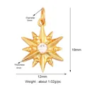 Gold plated starburst pendant with white zircon inlay and 19x12mm measurements - Octagonal Star Pendant / M603071-Gold