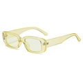 Retro rectangle sunglasses with translucent light yellow jelly frame and wide temples - Transparent Yellow Yellow Lens