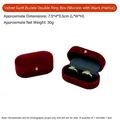 Dark red velvet double ring box with gold buckle and black lining, 7.5x4x3.5cm size - Double Ring Box / 7.5*4*3.5cm / Burgundy (Black Lining)