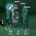 Three-door dark green folding jewelry organizer with 153 earring holes and necklace slots - Dark Green