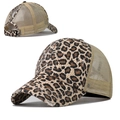 Casquette de baseball léopard vintage avec maille respirante et bandes pour queue de cheval - Réglable / Queue de cheval léopard marron
