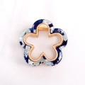 Blue marble acetate hair claw with five-petal flower design and gold metal frame - Five-Petal Flower / Blue & White Marble