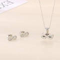 Silver infinity symbol necklace and stud earrings set with sparkling cubic zirconia - Steel Color Style (KS120323-K)