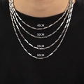 Collar minimalista de acero de titanio plateado en longitudes de 45cm 50cm 55cm y 60cm - Hexágono Doble Capa / 45cm
