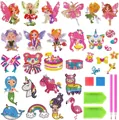 5D DIY diamond painting sticker set for kids with unicorn and mermaid cartoon designs - Flower Fairy Mermaid Series