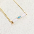 Luxurious gold chain necklace featuring a white cylindrical devil's eye zircon pendant - White Evil Eye Pattern (XL2692) / White