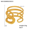 Vista dettagliata dell'anello a onde multistrato in acciaio inossidabile oro 18k alto 1,7cm - Taglia 7 (Regolabile) / Oro
