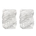 Irregular silver rectangle stud earrings with liquid lava texture in titanium steel - Steel Color Dotted Pleated (N-853)
