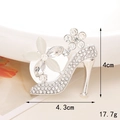 Sparkling silver high heel charm with cat eye stones and rhinestones for DIY accessories - Shiny Silver White Flower + Disc
