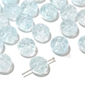Light blue transparent glass beads with relief texture for DIY jewelry making - 10 Pieces Pack / Lake Blue