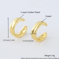 Minimalist 18k gold plated copper ear cuff with zircon inlay details and dimensions - Gold Plated C-Shaped Ear Cuff EL04-1